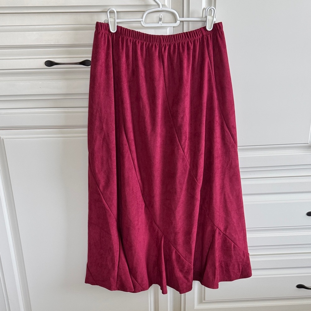 Urban CoCo Women's Faux Suede Elastic Waist Midi Skirt